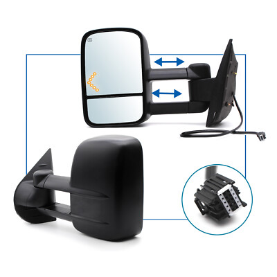 Pair Towing Mirrors Fit 07-13 Silverado Sierra 1500/2500 Power Heated Arrow Lamp