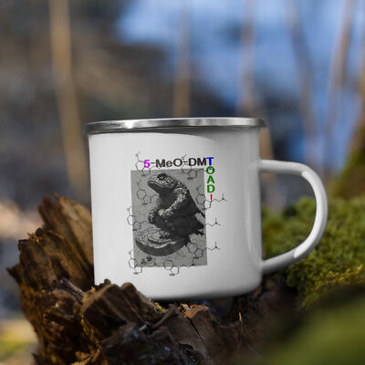 ''5-MeO-DMToad Enamel'' Mug Bufo Incilius Alvarius Toad Psychedelic Shamanic