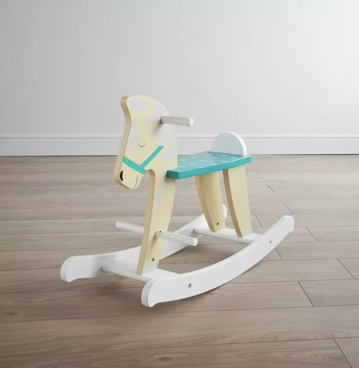 68cm Kids Wooden Rocking Horse With Handlebar Foot Pedal