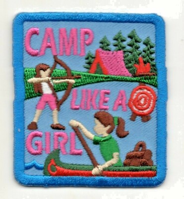 CAMP LIKE A GIRL Iron On Patch Scouts Boy Girl Cub Camping Camper