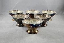 Mappin & Webb Silver Plate Pierced Berry Dessert Bowls Frosted Glass Inserts (6)