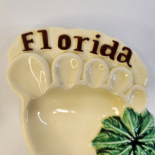 Vintage Florida Ashtray Bare Foot Palm Tree Made in Japan Souvenir Trinket Dish - Picture 10 of 12