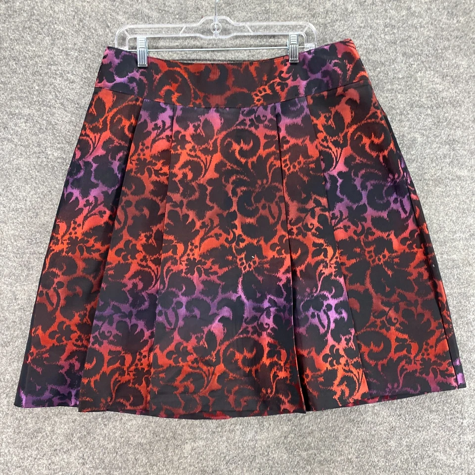 Falda Lane Bryant Mujer 14 Negra Floral Línea A Midi Cremallera tiro medio Informal Foto 4 de 4