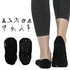 2 x Pairs Fall Prevention Grippy Cotton Socks for Home Hospital Workout Sports