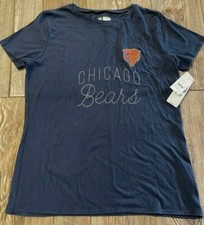NWT Womens Chicago Bears Cute Navy Blue Short Sleeve Bears Logo Shirt Sz Large