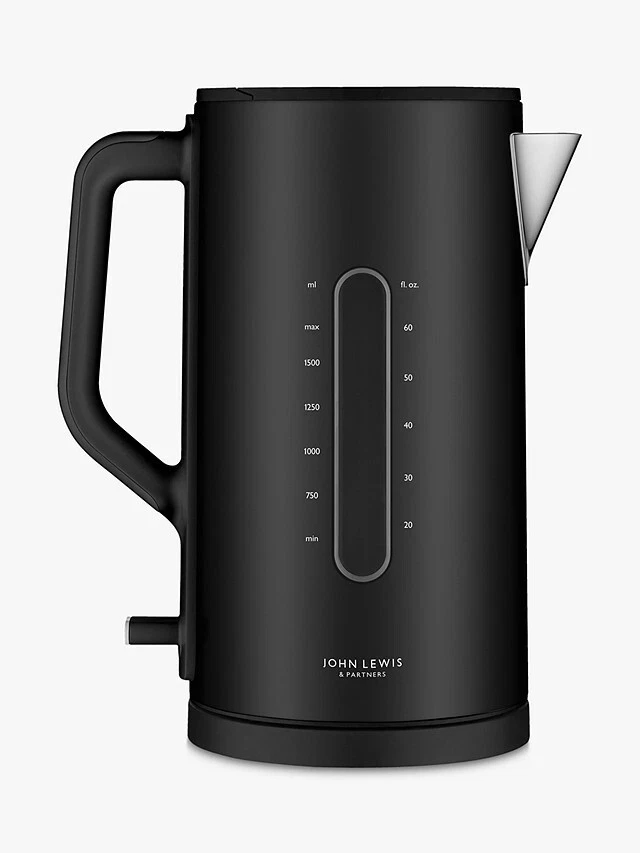 John Lewis 1.7 litre Electric Kettle Black Coated Stain.Steel RP