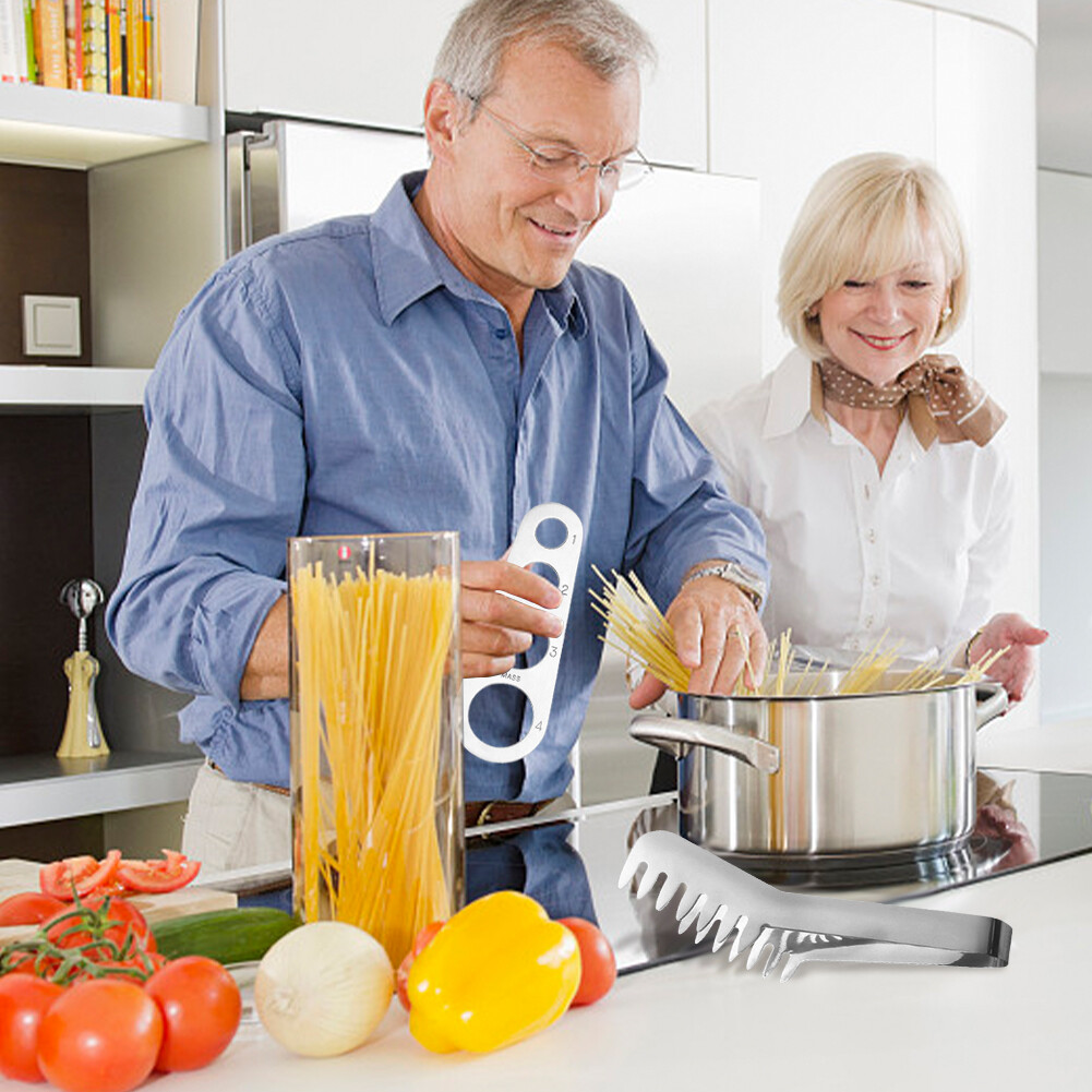 Spaghetti Server Set, Stainless Steel Food Tong And Spaghetti Measure Tool For Noodles Pasta Serving