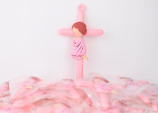 12 Bautizo Cross Pink Favors Plastic Recuerdos Nina Baptism Favors Communion 6"