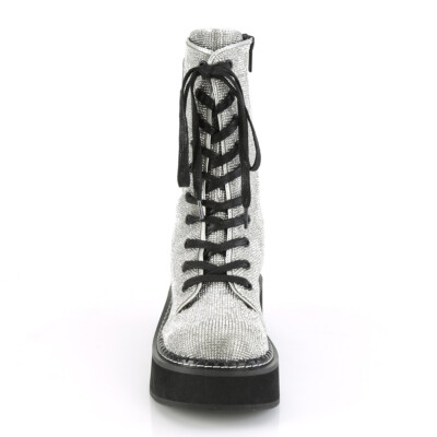 EMILY-362 Platform Calf High Lace-Up Boot with Zip Pocket and
