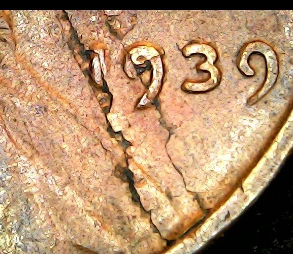 1939 Lincoln Wheat Cent, No Mint Mark, Error - Bisecting Die Crack - Image 4 of 4