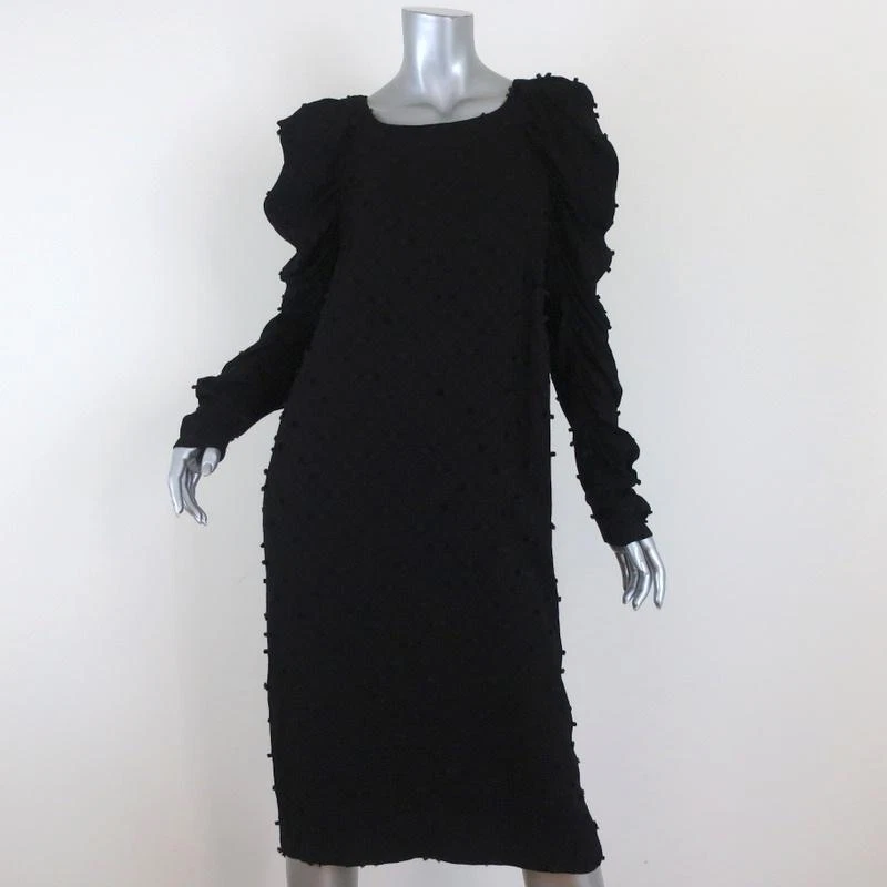 Vestido Rachel Comey Whiff Negro Texturizado Jacquard Talla 4 Drapeado Manga Larga Foto 2 de 4