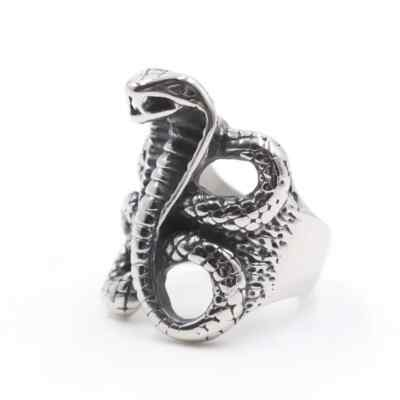 #ad #ad Vintage Exaggerate Snake Shaped Stainless Steel Boiled Black Rings Size 8 13 $23.45