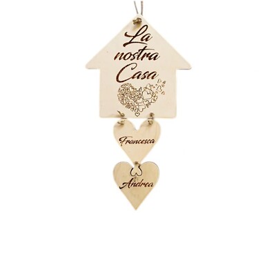 Schild Unser Haus aus Holz personalisierbar mit Namen zum Aufhängen Geschenkidee