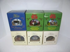 SIX JOHN DEERE HAND PAINTED ORNAMENTS 3"-3 1/4" diameter NIB
