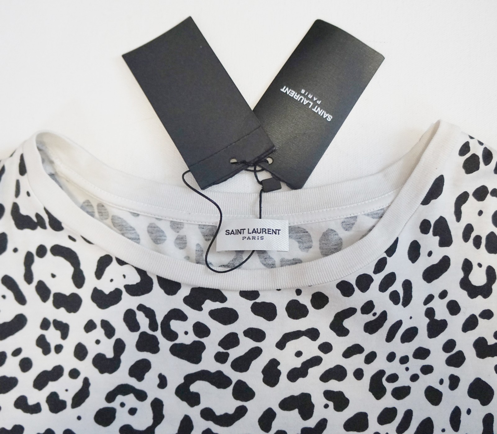 $590 ?️ T Shirt Top SAINT LAURENT Parigi Animale Stampa LEOPARDO 100% Cotone L