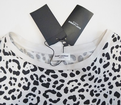 🆕️NEW SAINT LAURENT Paris ANIMAL/LEOPARD Printed 100% Cotton T