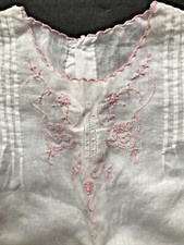Vintage Handmade Madeira Portugal Toddlers white cotton Dress Embroidered 2 year