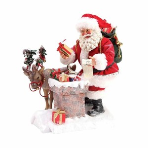 Possible Dreams Santa And Reindeer Rooftop Magic Figurine Boxed