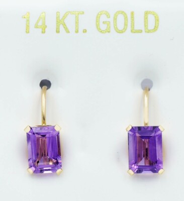 ECHTE 2,40 kt AMETHYST OHRHÄNGER 14 K GOLD - kostenloser Bewertungsservice 