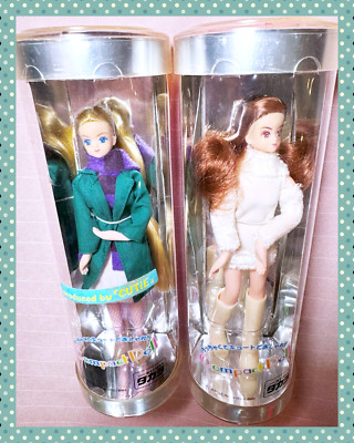 Vtg Lot of 2 Takara Japan Jenny Compact Fashion Doll Mini Dress Coat Barbie 5.5''