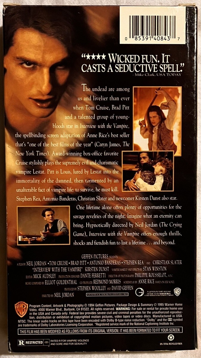 Interview With The Vampire VHS Movie Tom Cruise Brad Pitt Christian Slater