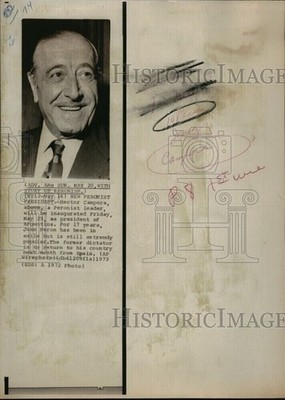 1973 Peronist President Hector Campora Inaugurated Argentina 8x11 Vintage Photo