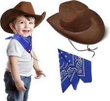 SeptCity Toddler Cowboy Hat and Blue Bandana for Age 2-5 Brown 