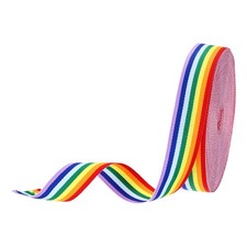 1"Rainbow Striped Grosgrain Ribbon, 25 Yard Polyester Stripe Ribbon