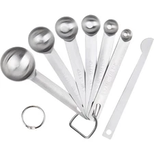 6-Piece Stainless Steel Measuring Spoons Set with Leveler Teaspoon Tablespoon