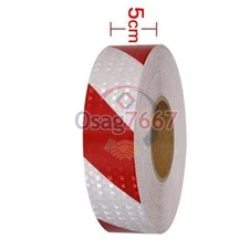 Roll Red White Twill Reflective Safety Warning Conspicuity Tape Film Stickers 3M