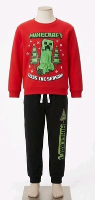 Minecraft Boys Creeper Sweatshirt & Pants Set Christmas Winter (260422-08)