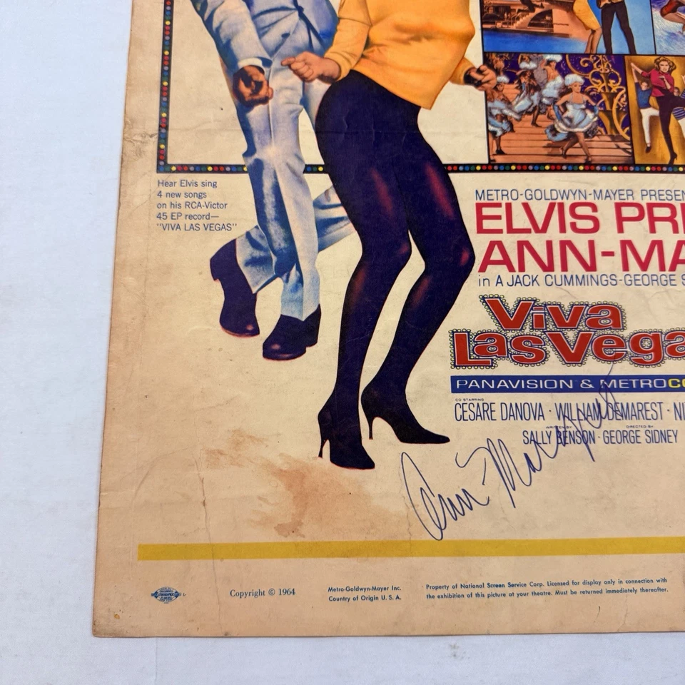 1964 Elvis Presley Viva Las Vegas Original Window Poster Signed By Ann Margret - Image 4 of 4