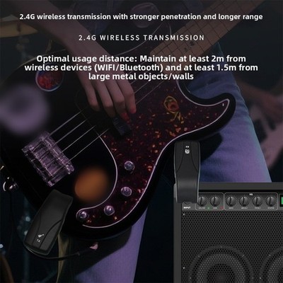 Wiederaufladbares kabelloses Gitarrensystem 2 4 GHz Sender für Live-Shows 50 m