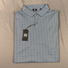 FootJoy Golf Shirt Polo Modernist Geo Print Large Slate Blue Navy NWT MSRP 88