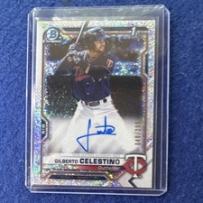 Topps 2021 Bowman Chrome Gilberto Celestino Speckle RC Auto /299 Twins