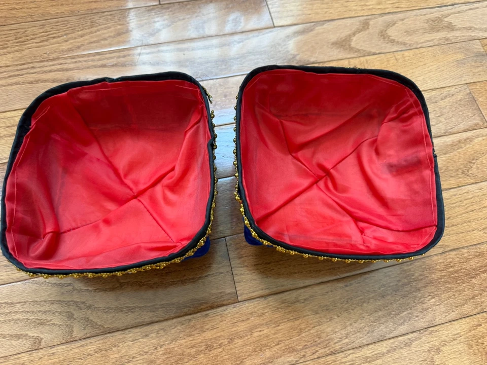 Conjunto de 2 gorras étnicas uigures gorras fiesta graduación sombreros jóvenes terciopelo azul Foto 2 de 4