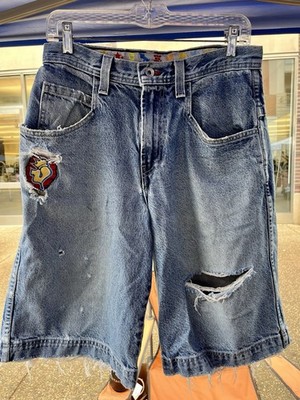 VINTAGE 90s JNCOs Brick Wall Jeans Baggy Wide Denim Shorts JNCO