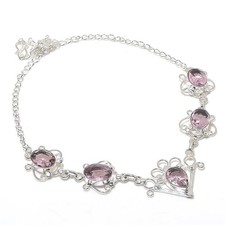 Pink Kunzite Gemstone Handmade 925 Sterling Silver Jewelry Necklace Size 18"