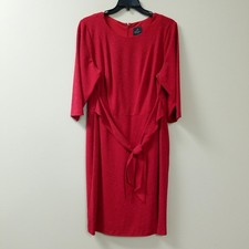 Adrianna Papell Metallic Knit Tie True Red Dress Women's Size 18W