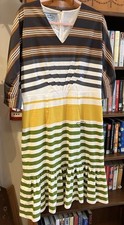 PRADA  MILANO MULTICOLOUR STRIPED COTTON MIX DRESS SIZE 48  UK 14 16 ??
