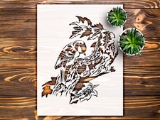 Bird on Branch with Leaves Wall Art Reusable Stencil - StencilAir