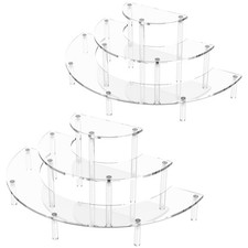 Acrylic Display Risers 3 Tier Half Moon Clear 2 Pack Perfume Organizer