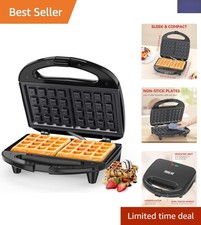 Efficient 750W 2 Slice Belgian Waffle Maker with Non-Stick Plates, PFOA Free
