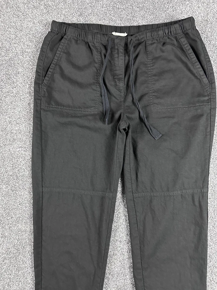 Calça Eileen Fisher Feminina Pequena Preta Algodão Orgânico Puxador Cordão Jogger - Imagem 2 de 4