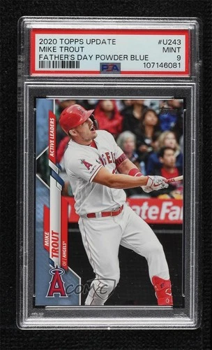2020 Update Active Leaders Father's Day Powder Blue 27/50 Mike Trout PSA 9 03co