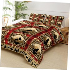 Red and Black Plaid Comforter Set  Size Bedding Set Animal Full Y25432