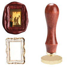 Rectangular Frame Wax Seal Stamp Embossed Brass Wax Stamp Head with Removable Wo
