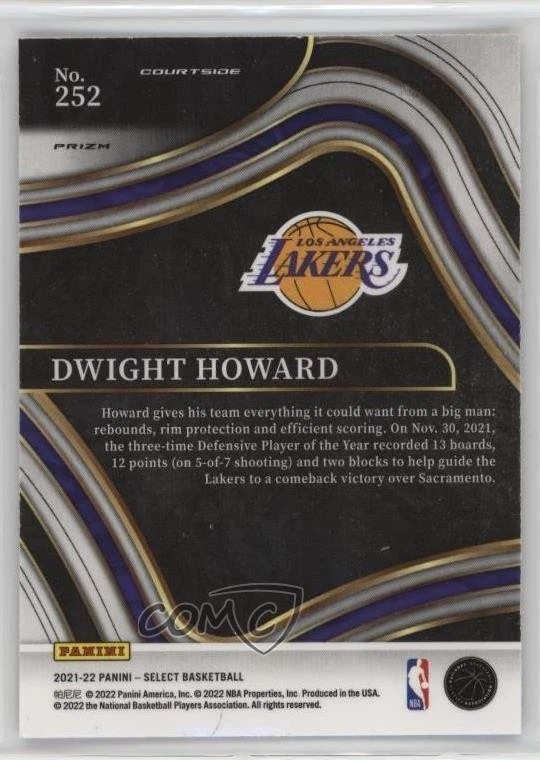 2021-22 Panini Select Courtside Gold Wave Prizm Dwight Howard #252 HOF - Image 2 of 2