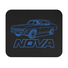 Chevy Nova Mouse Pad Classic Muscle Car Blue Outline Retro Desk Garage Gift