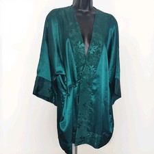 Vintage Gold Label Victorias Secret Emerald Green Robe Size L Satin
